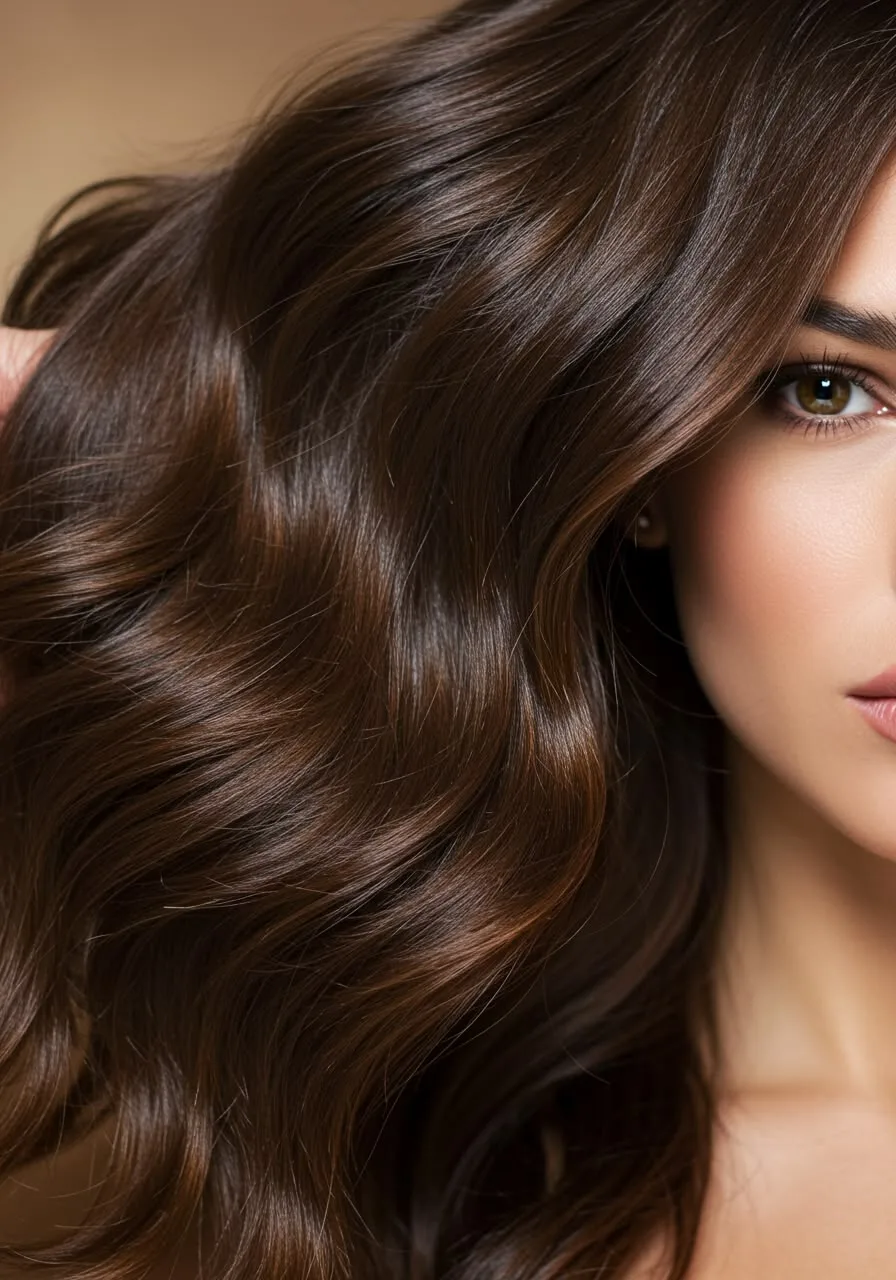 mulher com cabelo castanho escuro
