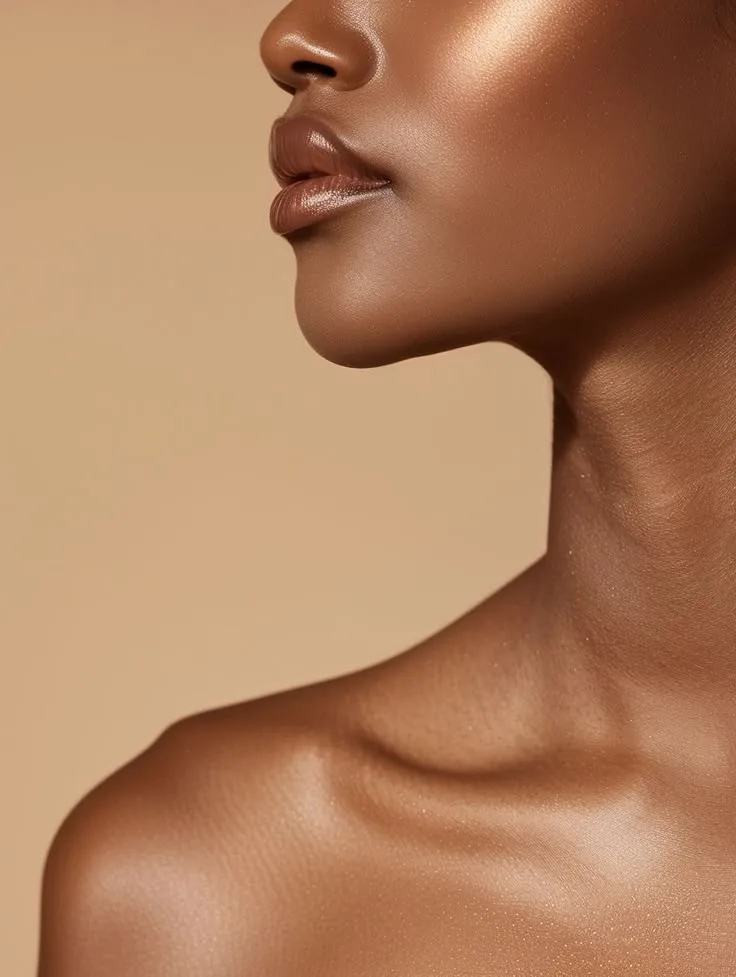 perfil de mulher com destaque em pescoço e ombro